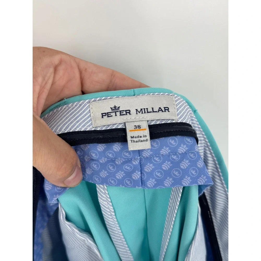 Peter Millar Salem Performance Short Mens 38 Teal Blue Golf 9 Inch Inseam - Picture 2 of 10